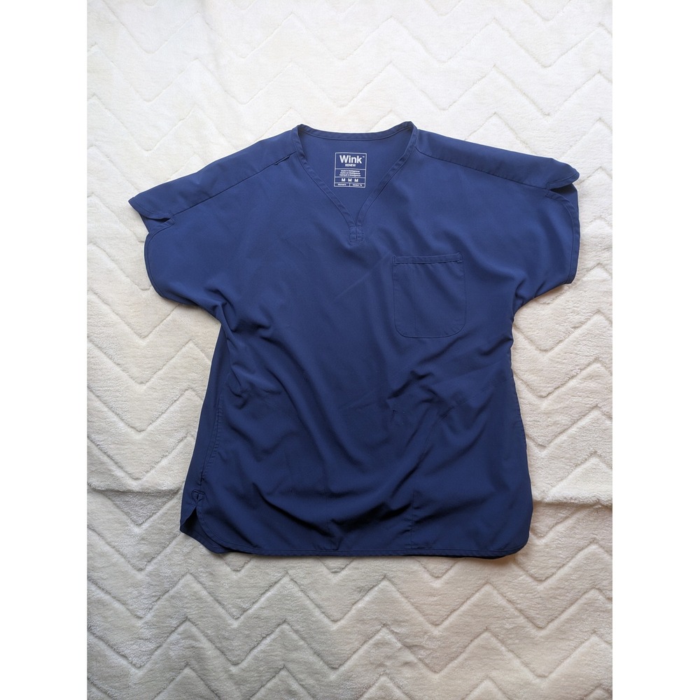 Nurses Special Wink Renew Womens Navy Blue V-Neck Scrub Top Modern Fit Size
